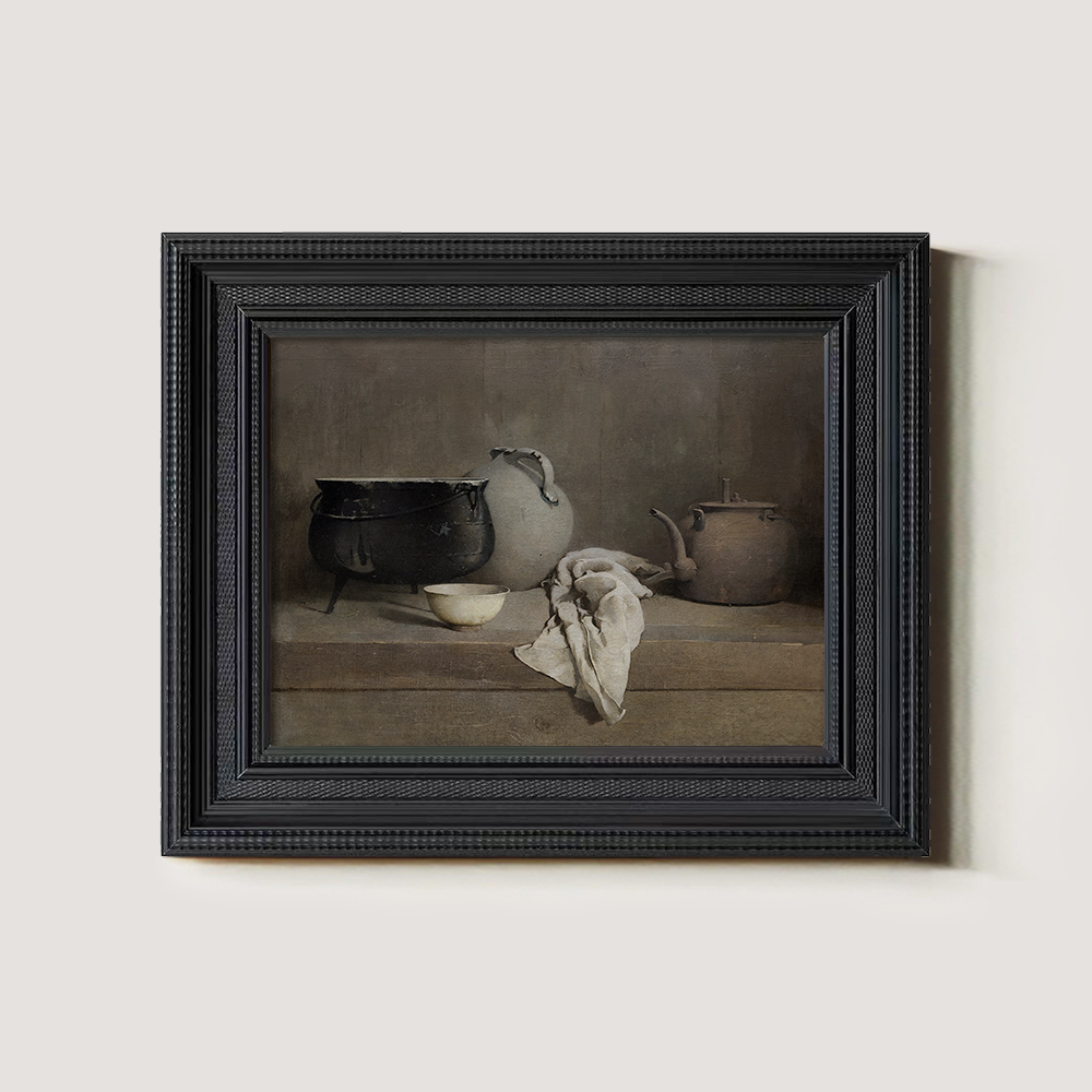 Hushed Earthenware Alcove Watercolor Still Life