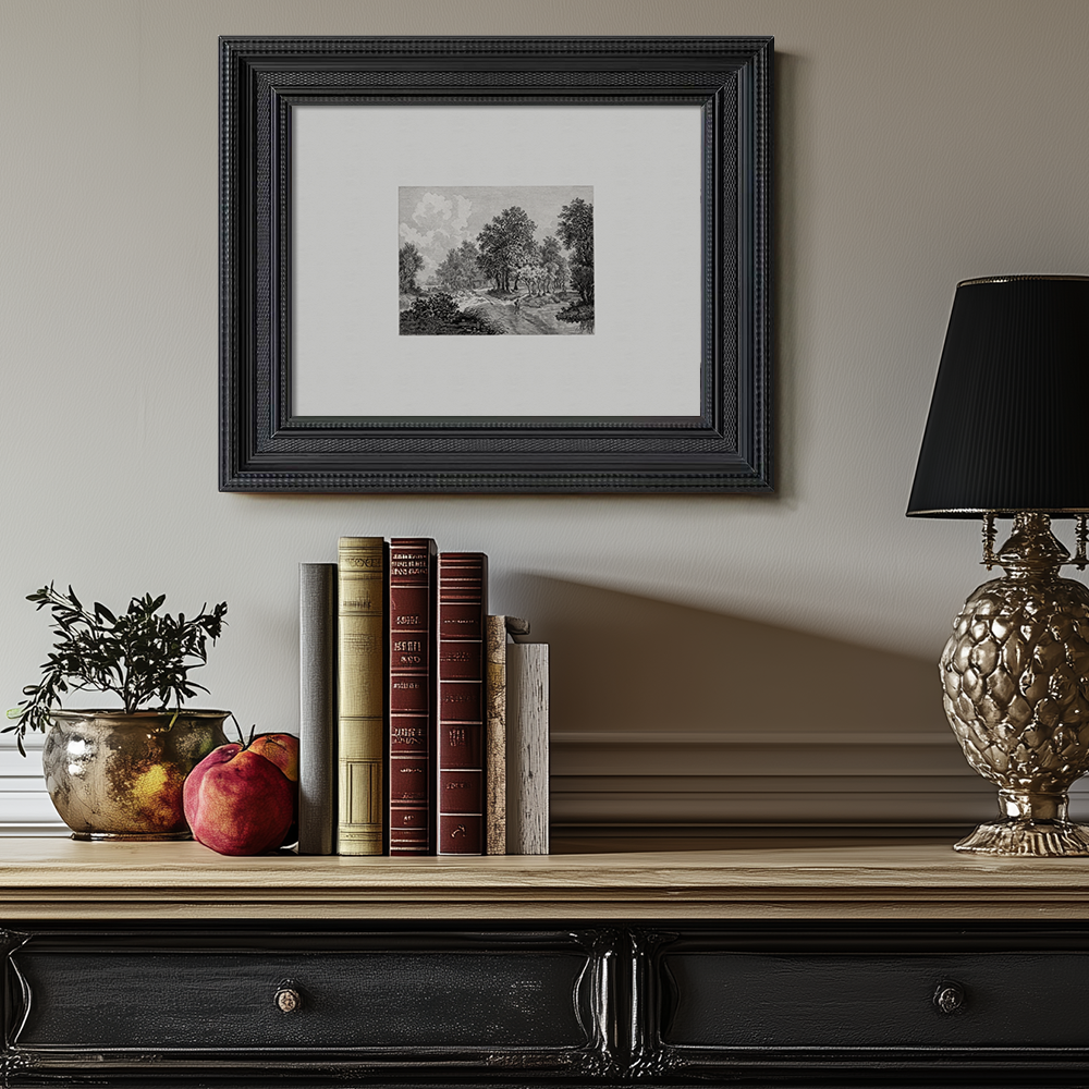 Misty Woodland Glade Etching Reverie