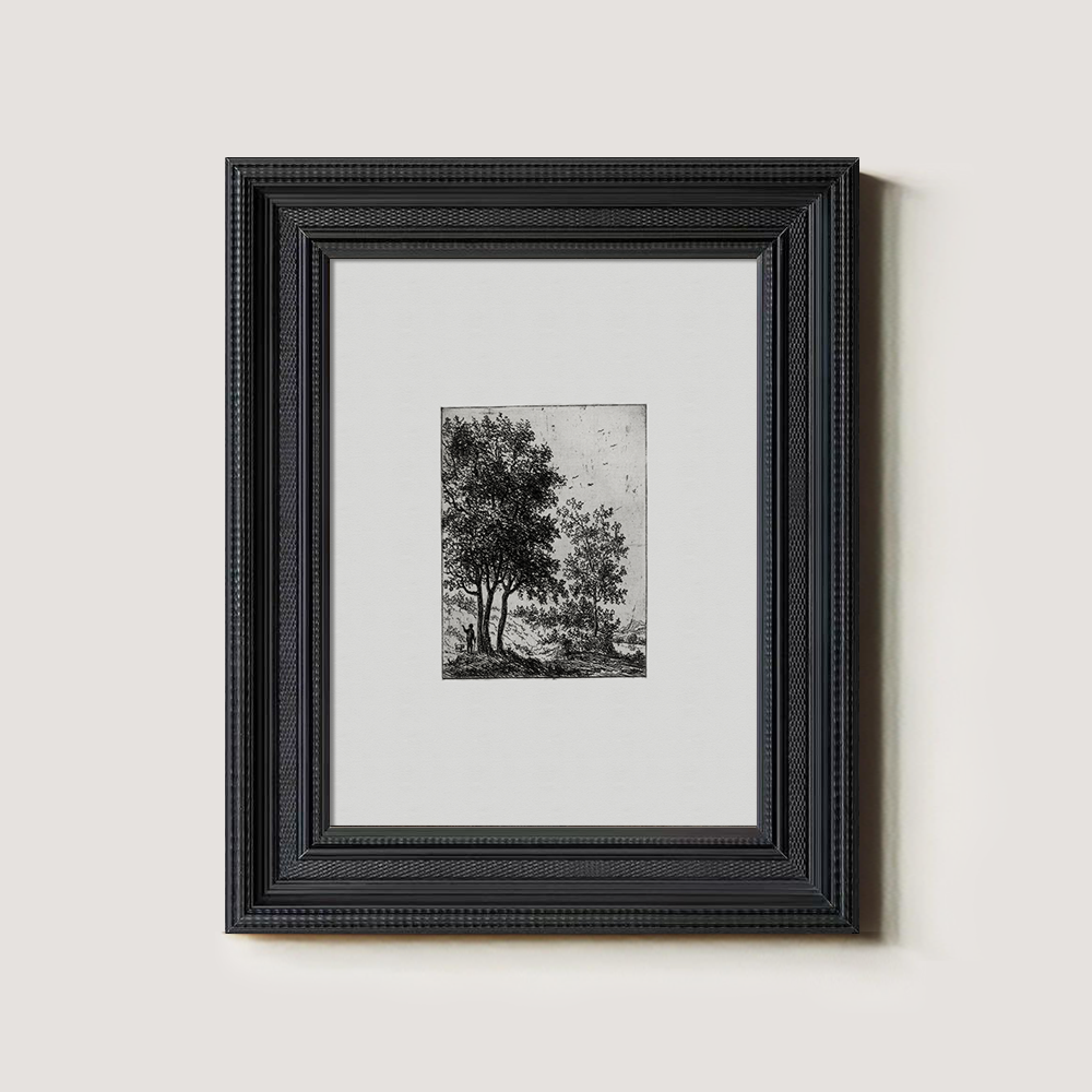 Verdant Tree Cluster Etching Reverie