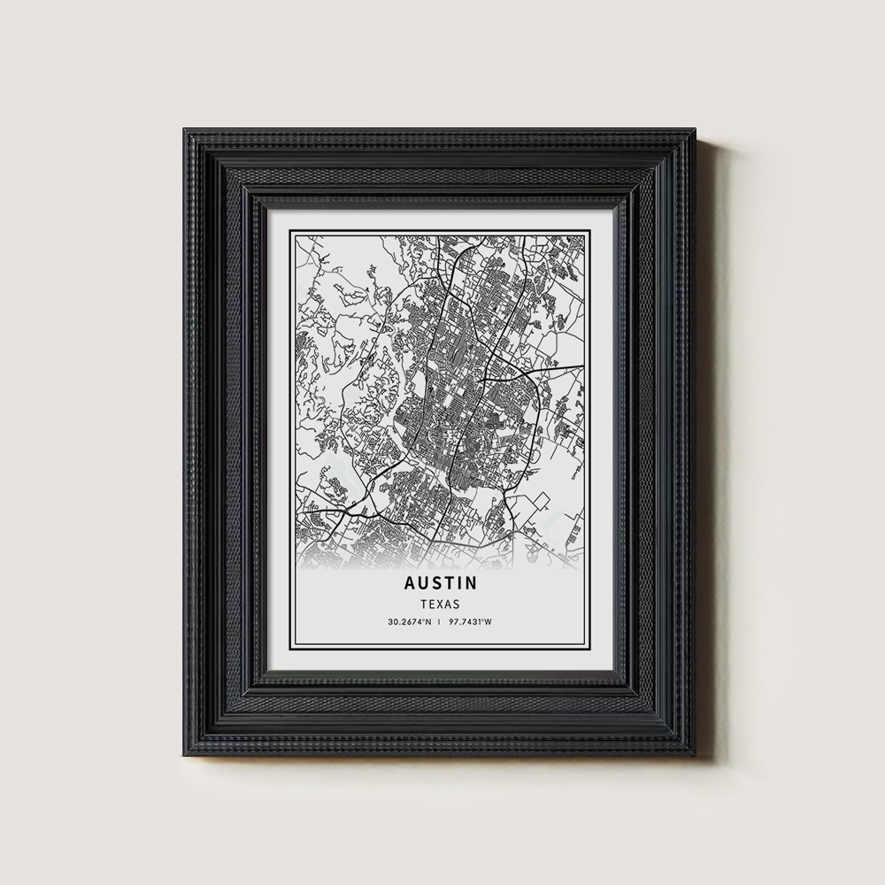 Minimalist Austin City Map Line Art Print
