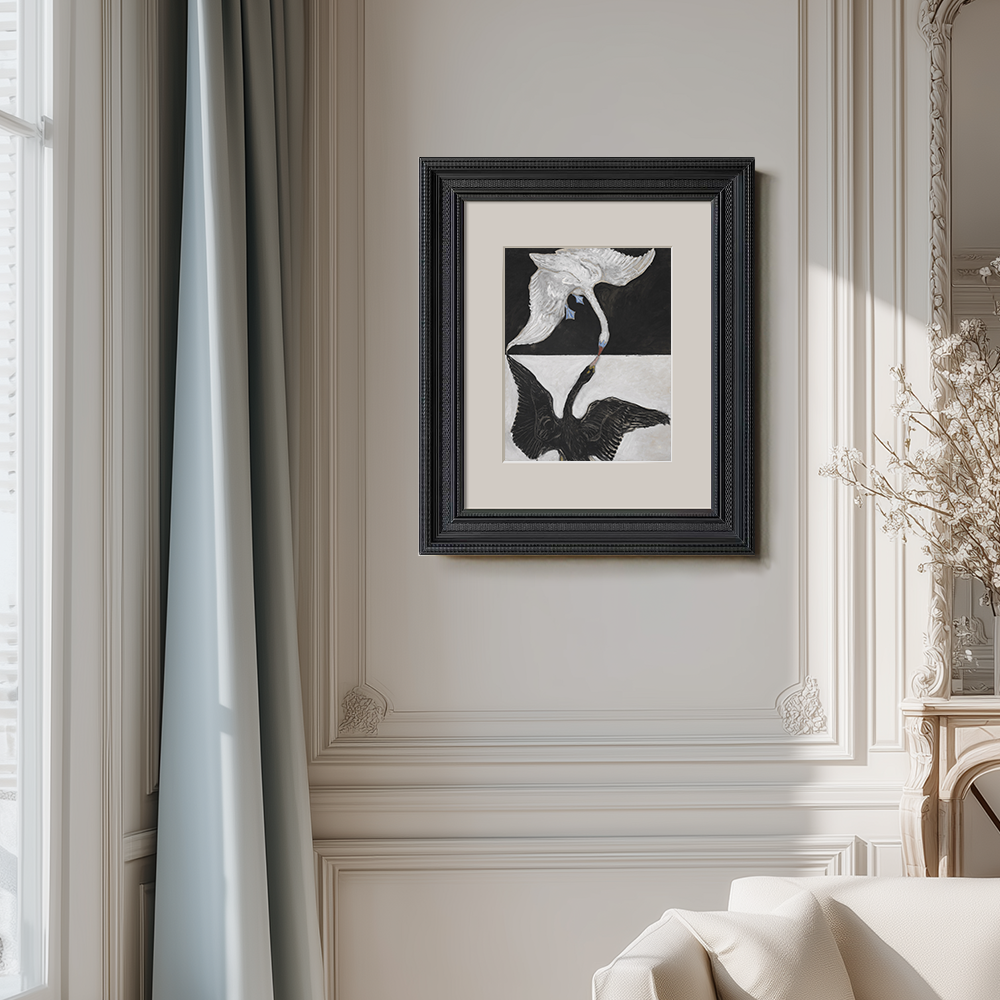 Yin-Yang Swan Embrace Watercolor Duality
