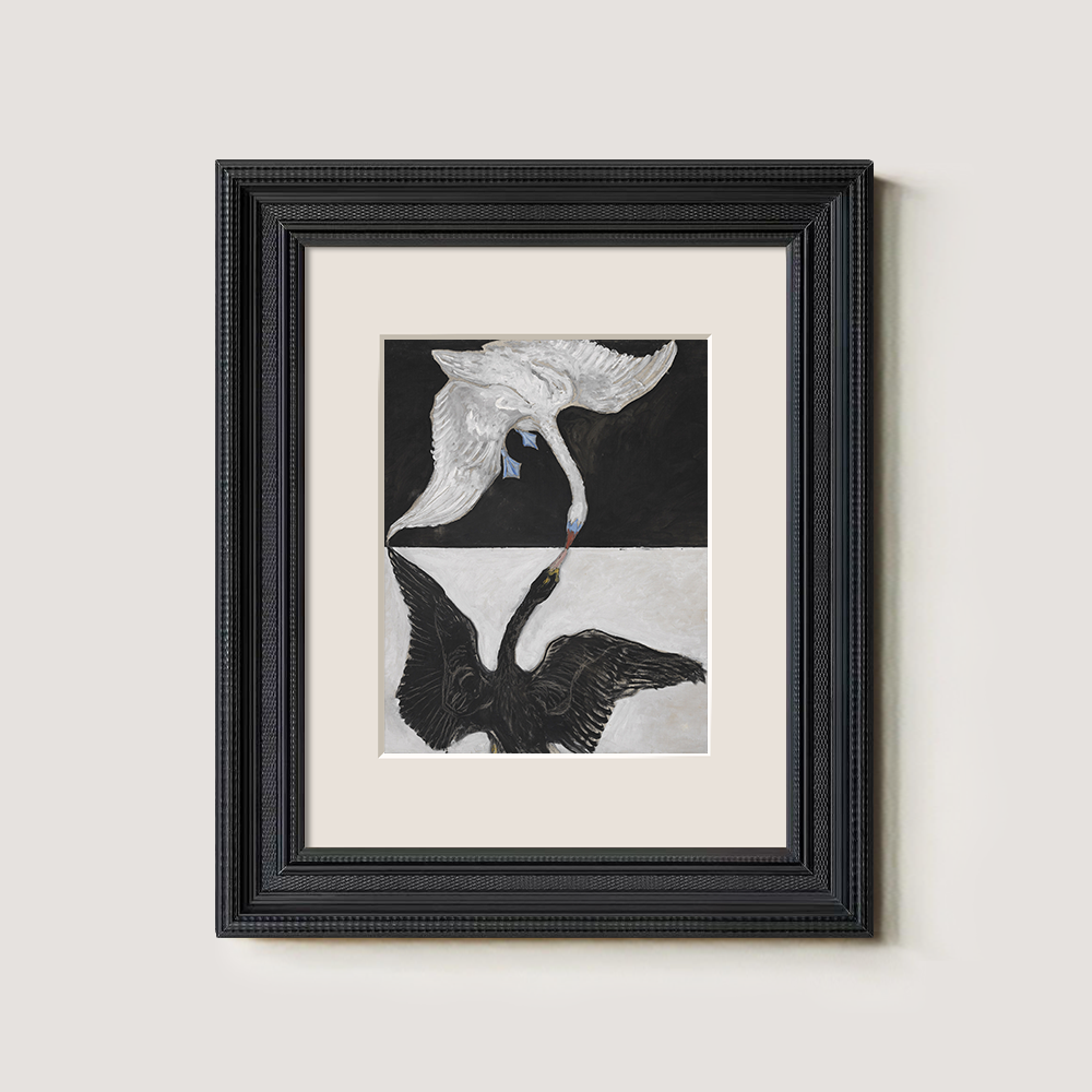 Yin-Yang Swan Embrace Watercolor Duality