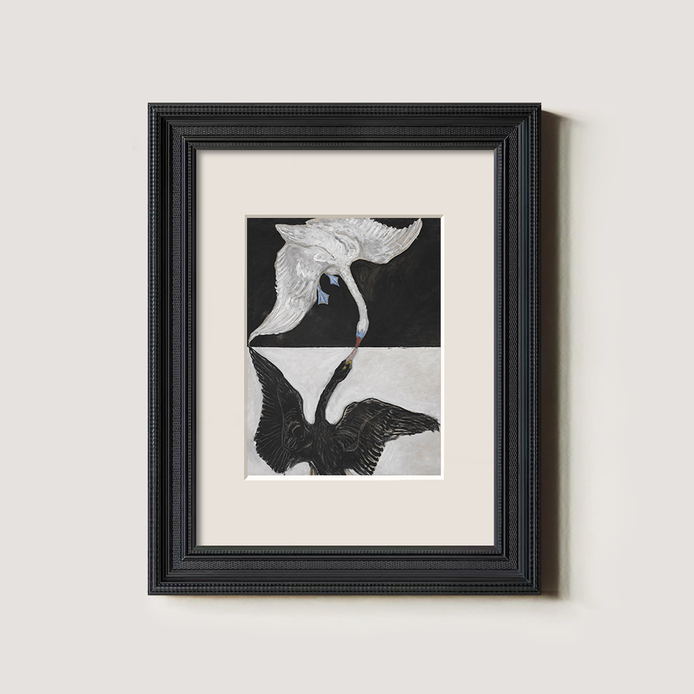 Yin-Yang Swan Embrace Watercolor Duality