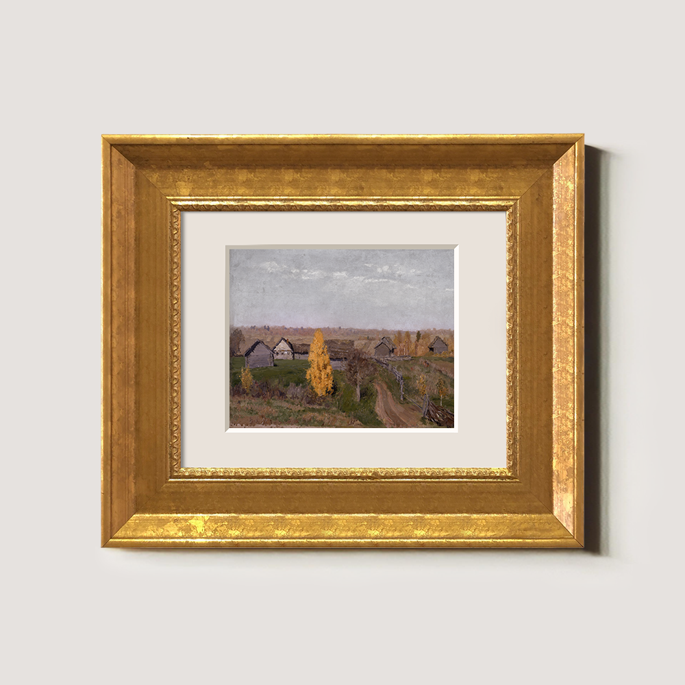 Village Scene With Golden Autumn Trees