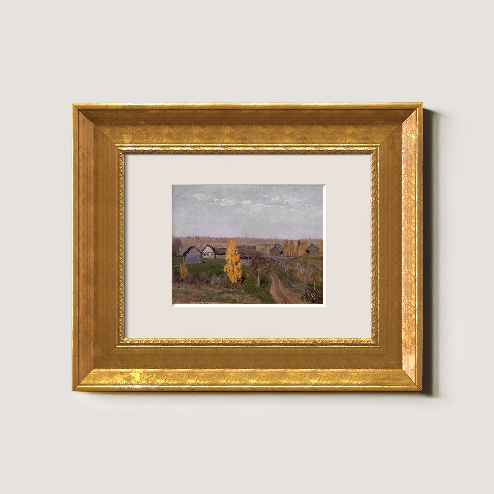 Village Scene With Golden Autumn Trees