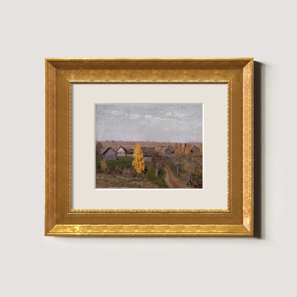 Village Scene With Golden Autumn Trees