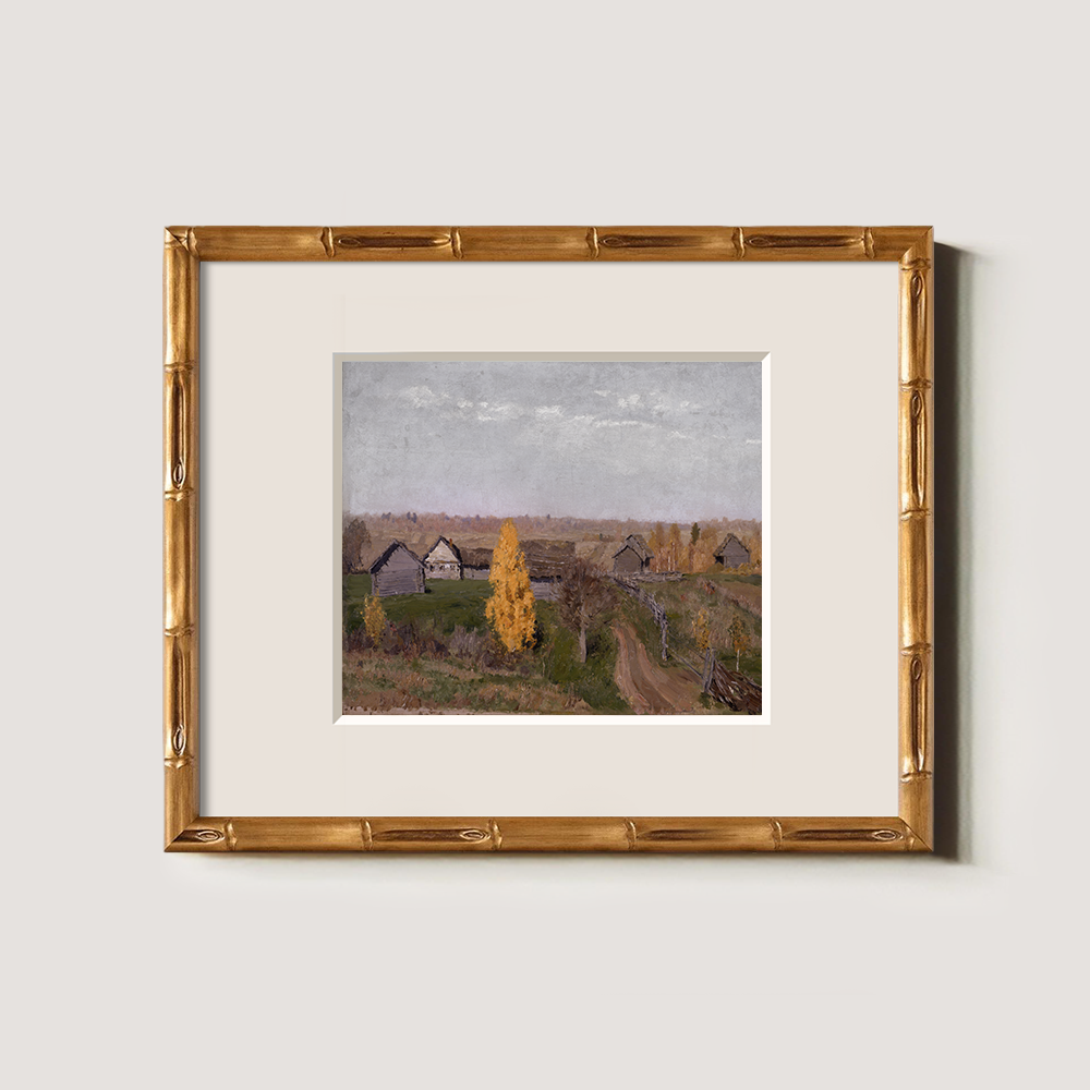 Village Scene With Golden Autumn Trees