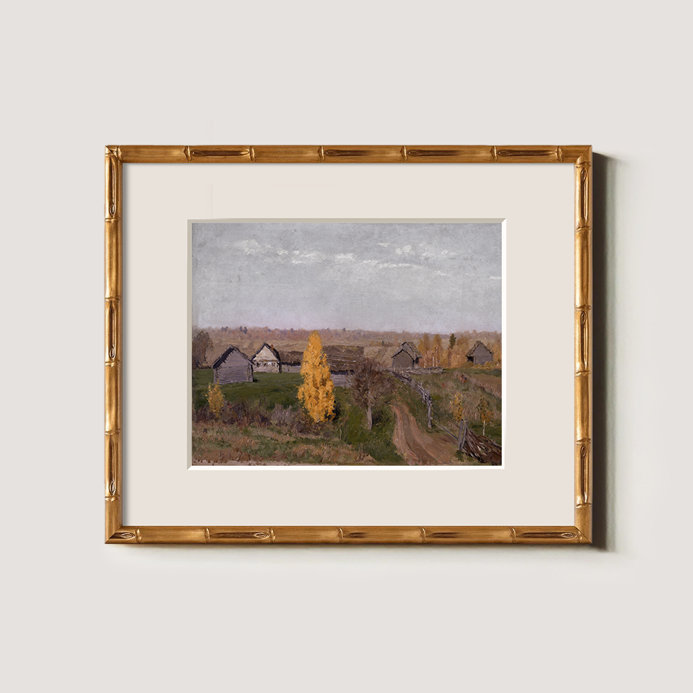 Village Scene With Golden Autumn Trees
