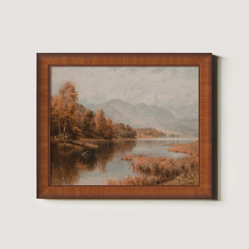 Vintage Autumn Lake Landscape Art
