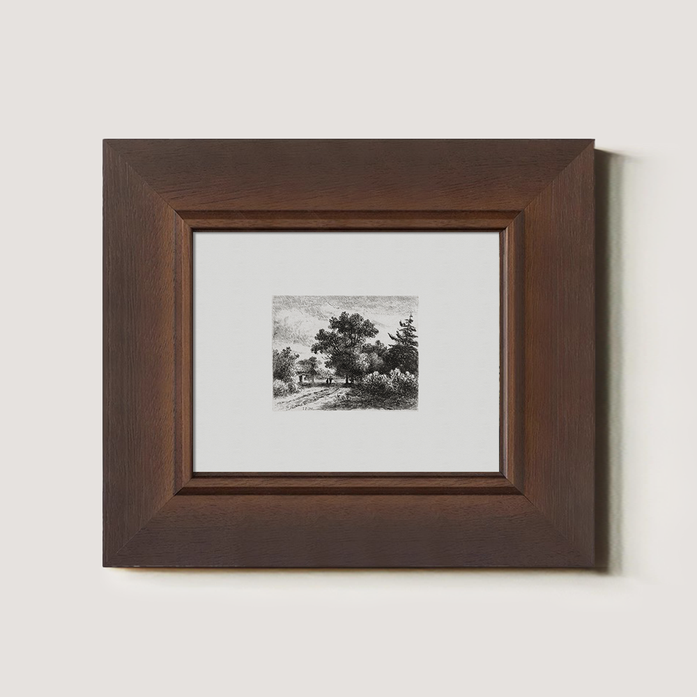 Foggy Hamlet Path Etching Reverie