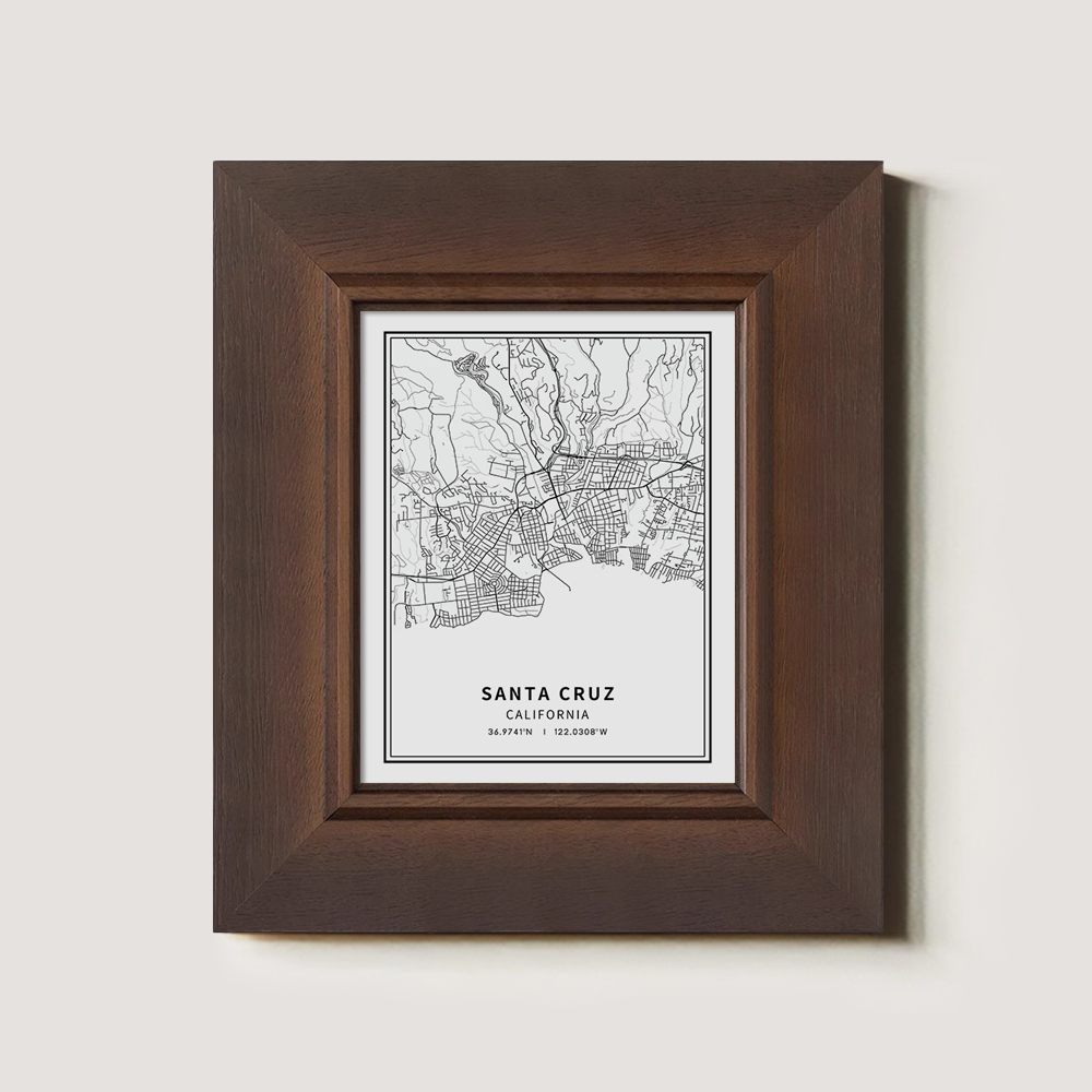 Minimalist Santa Cruz City Map Line Art Print