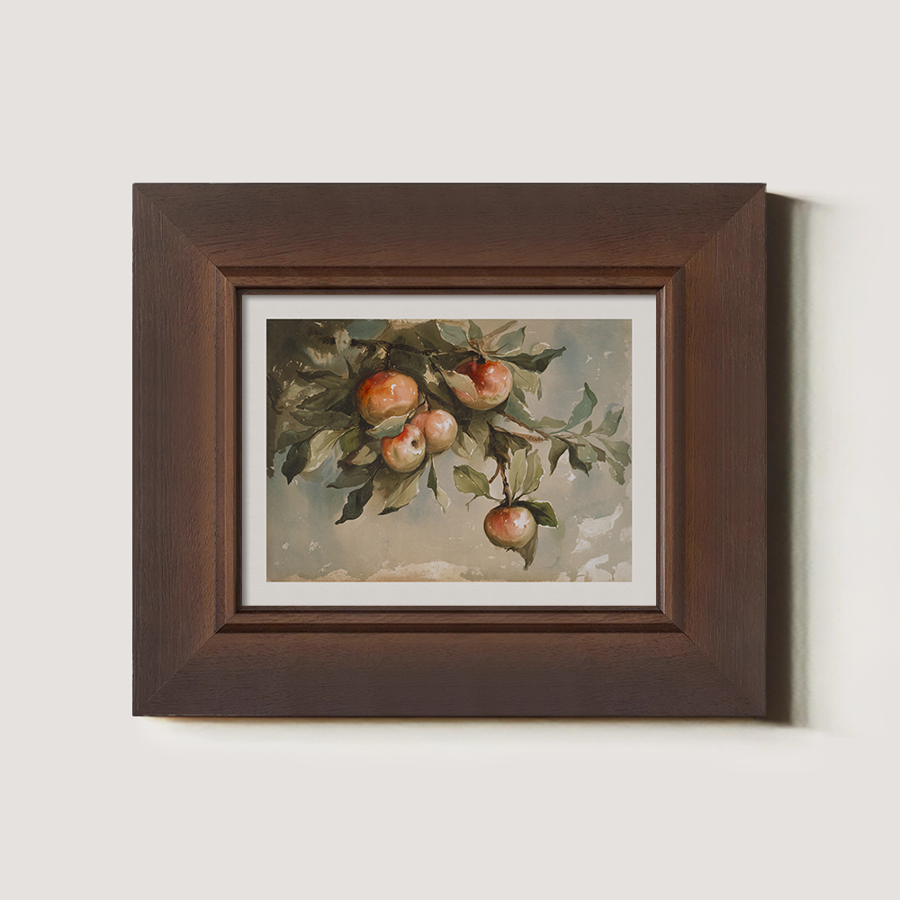 Sun-Ripened Peach Branch Watercolor Idyll
