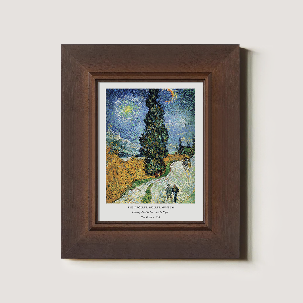 Starlit Cypress Road Post-Impressionist Reverie