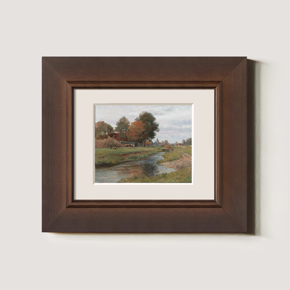 Autumn Riverside Farmstead with Grazing Cows