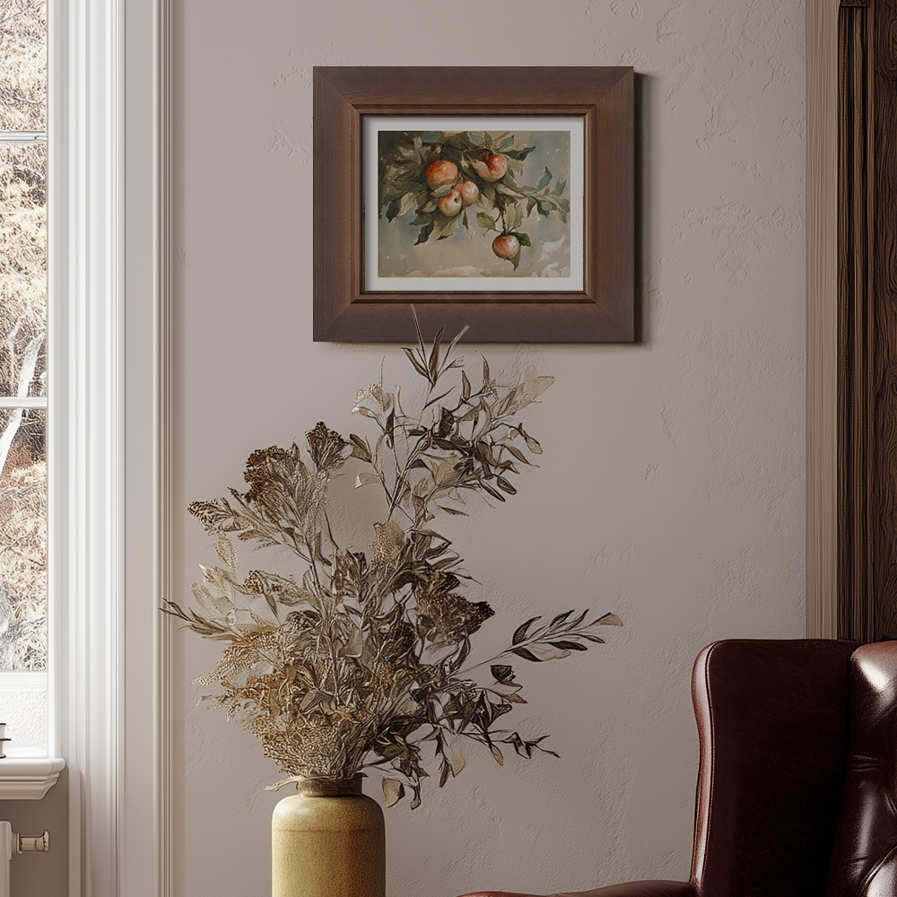 Sun-Ripened Peach Branch Watercolor Idyll