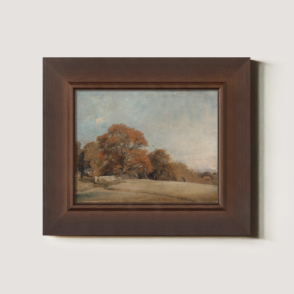 Serene Autumn Meadow Fence Watercolor Vista