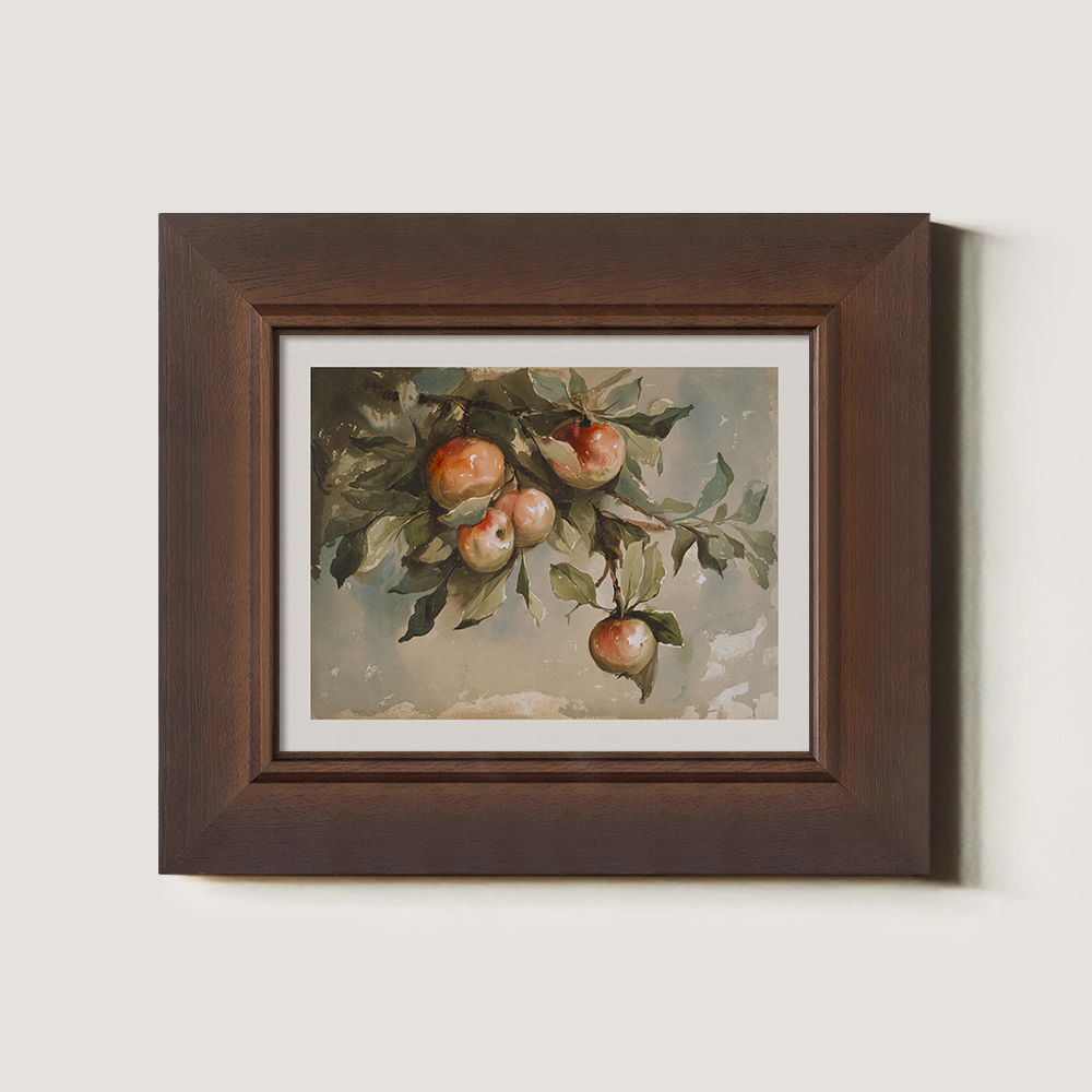 Sun-Ripened Peach Branch Watercolor Idyll
