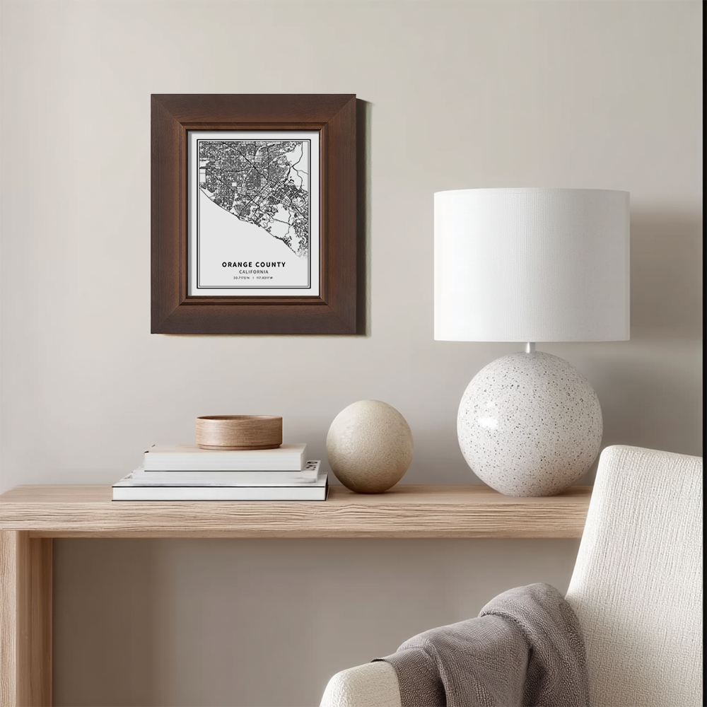 Minimalist Orange County Map Line Art Print