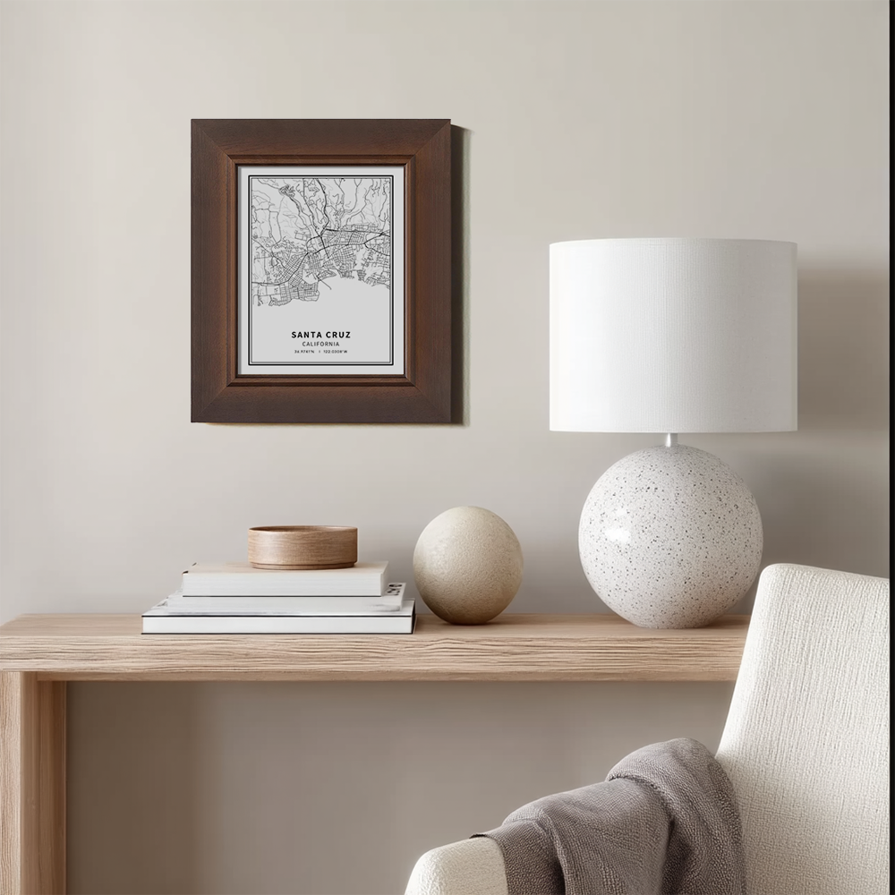 Minimalist Santa Cruz City Map Line Art Print