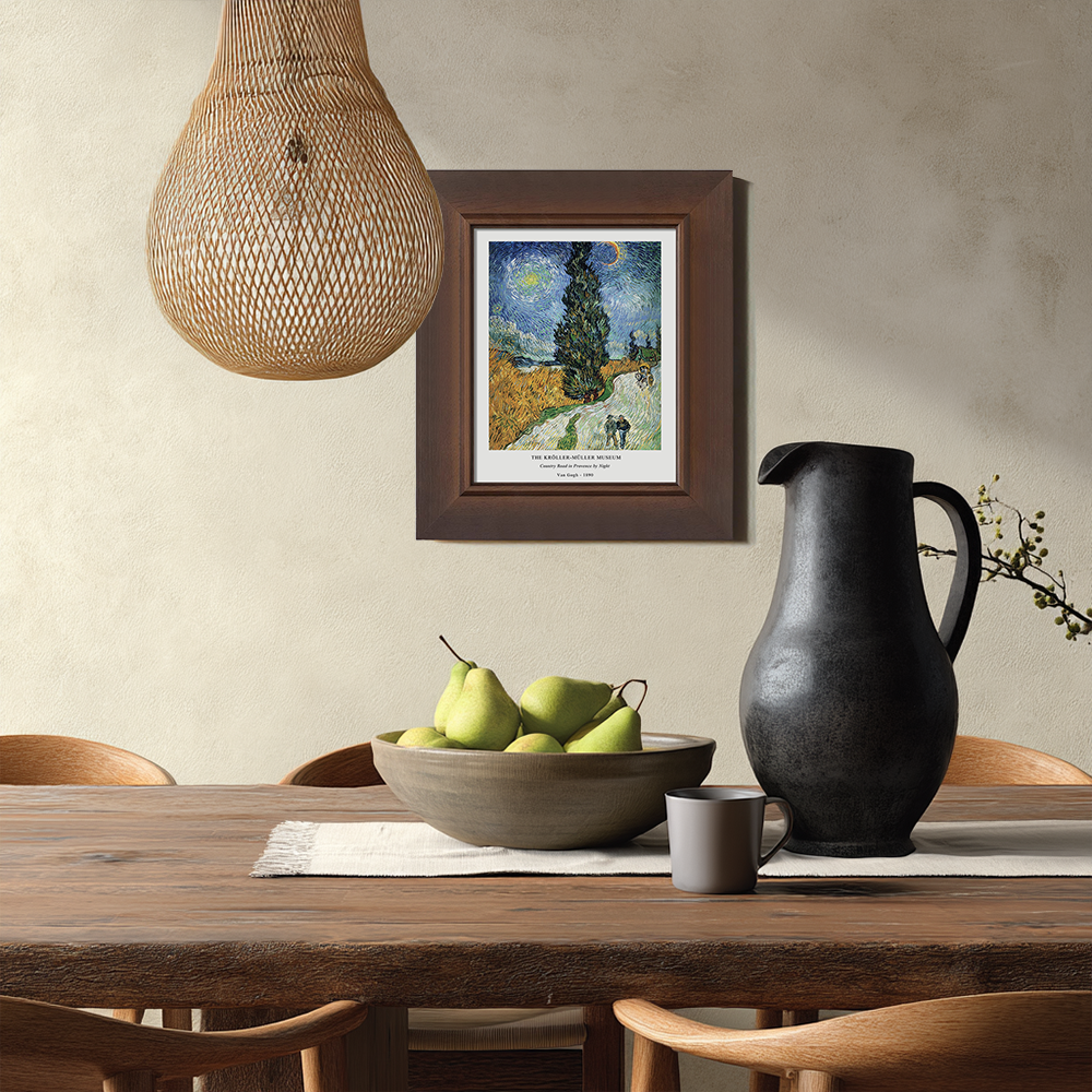 Starlit Cypress Road Post-Impressionist Reverie