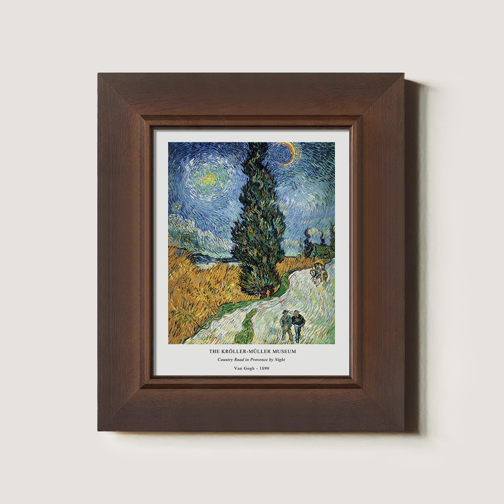 Starlit Cypress Road Post-Impressionist Reverie