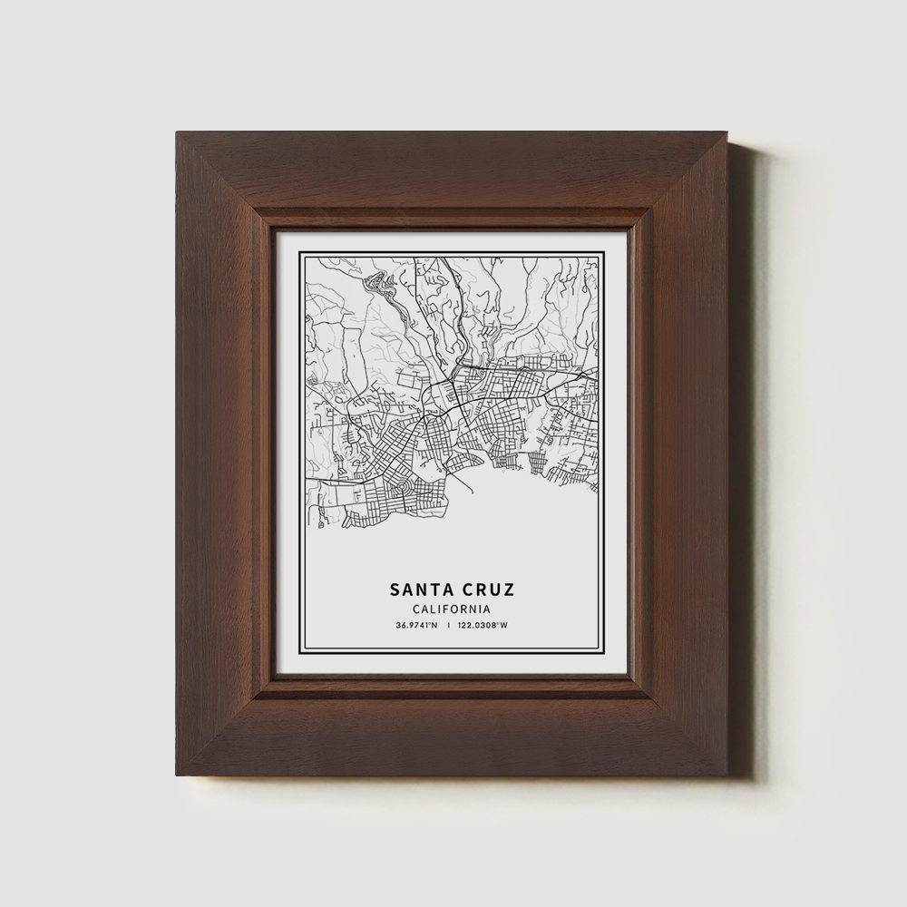 Minimalist Santa Cruz City Map Line Art Print