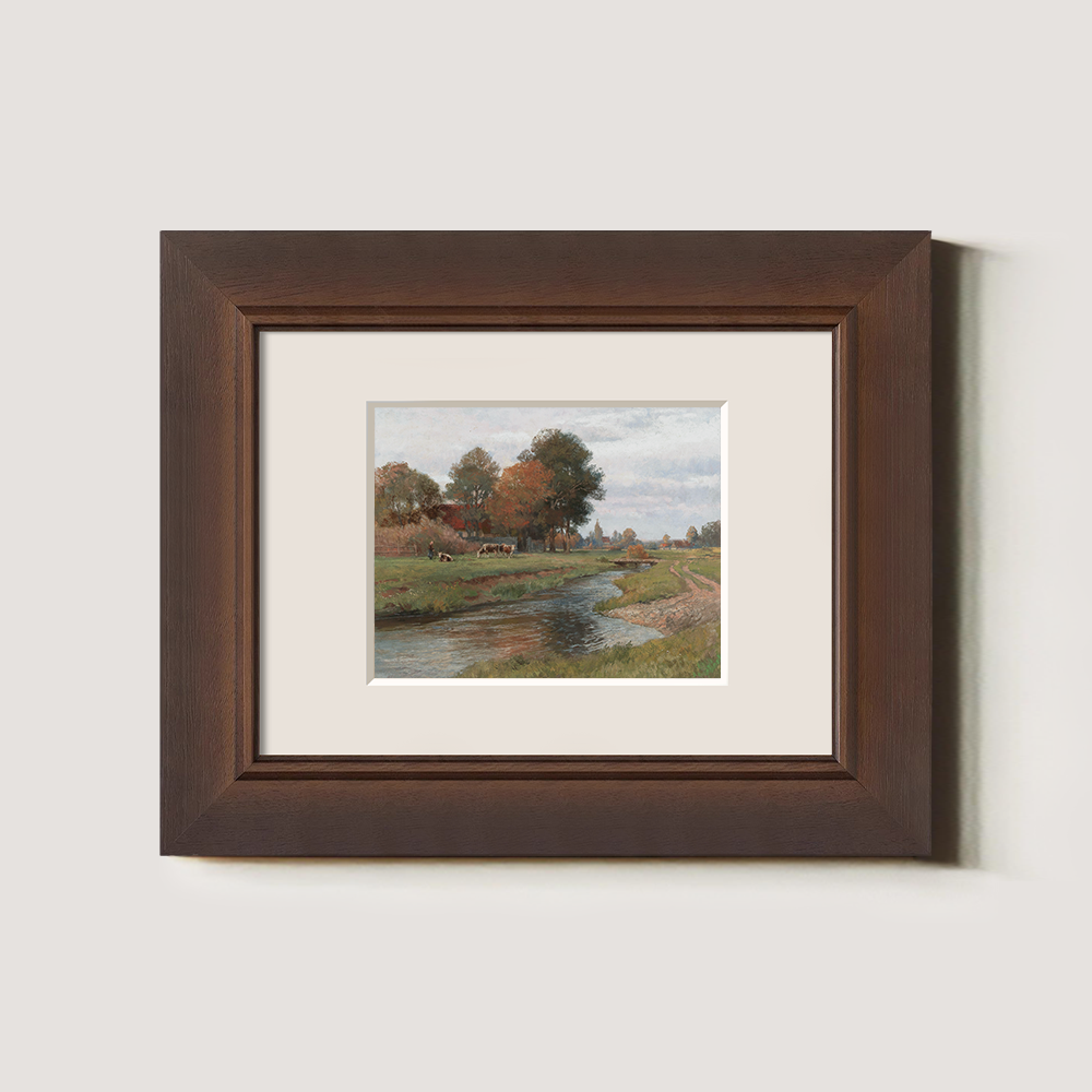 Autumn Riverside Farmstead with Grazing Cows