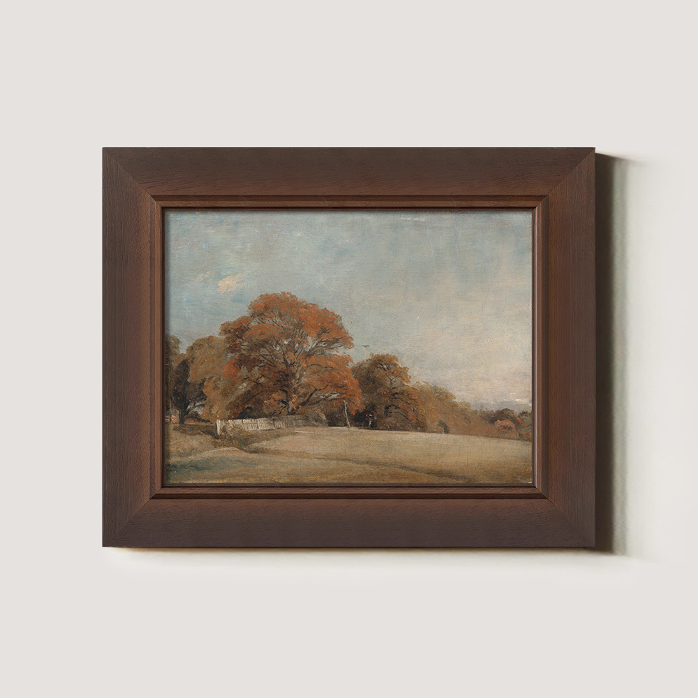 Serene Autumn Meadow Fence Watercolor Vista