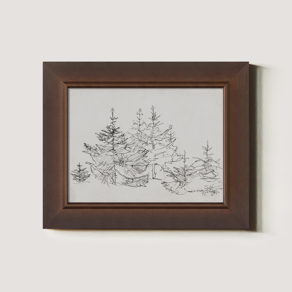 Whispering Fir Grove Ink Silhouette