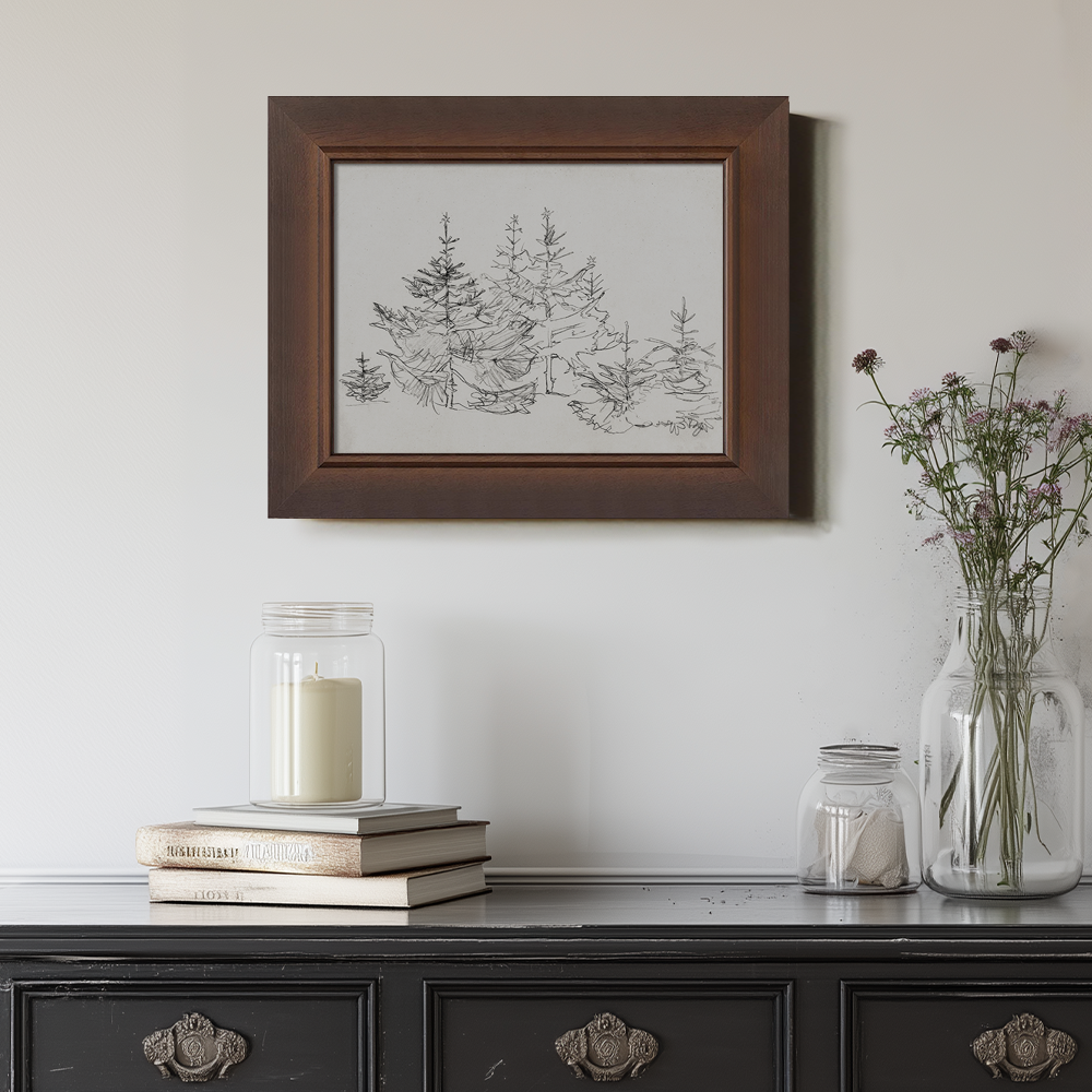 Whispering Fir Grove Ink Silhouette