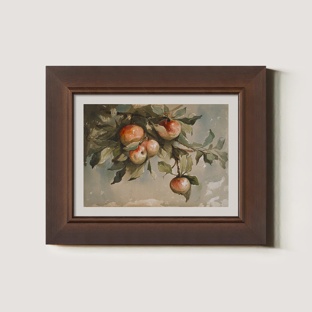 Sun-Ripened Peach Branch Watercolor Idyll