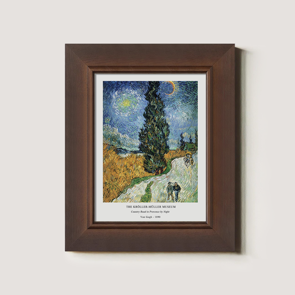 Starlit Cypress Road Post-Impressionist Reverie