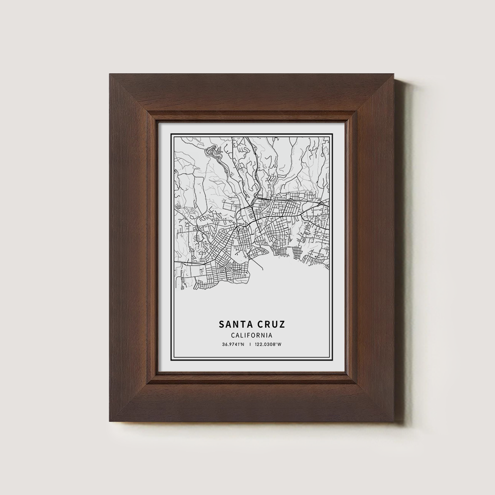 Minimalist Santa Cruz City Map Line Art Print