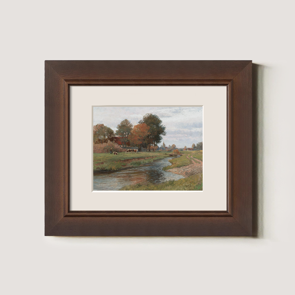 Autumn Riverside Farmstead with Grazing Cows