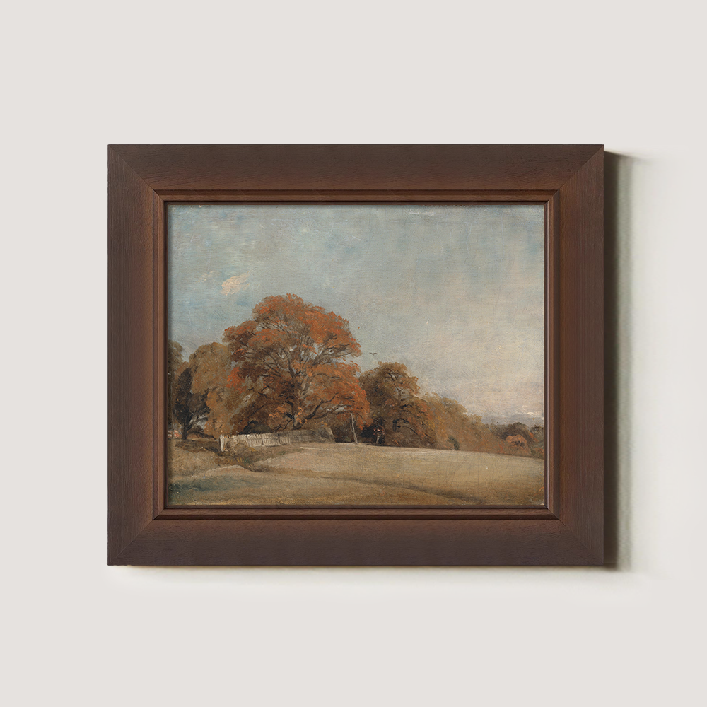 Serene Autumn Meadow Fence Watercolor Vista