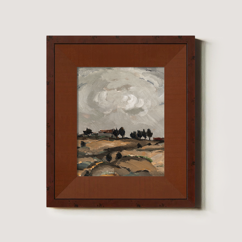 Abstract Neutral-Toned Landscape Art on a Hillside