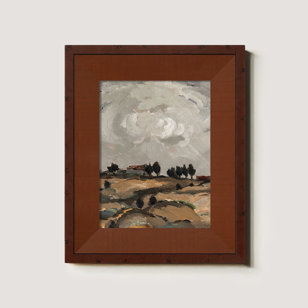 Abstract Neutral-Toned Landscape Art on a Hillside