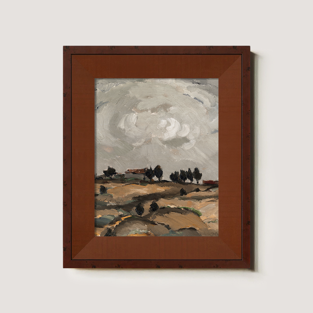Abstract Neutral-Toned Landscape Art on a Hillside