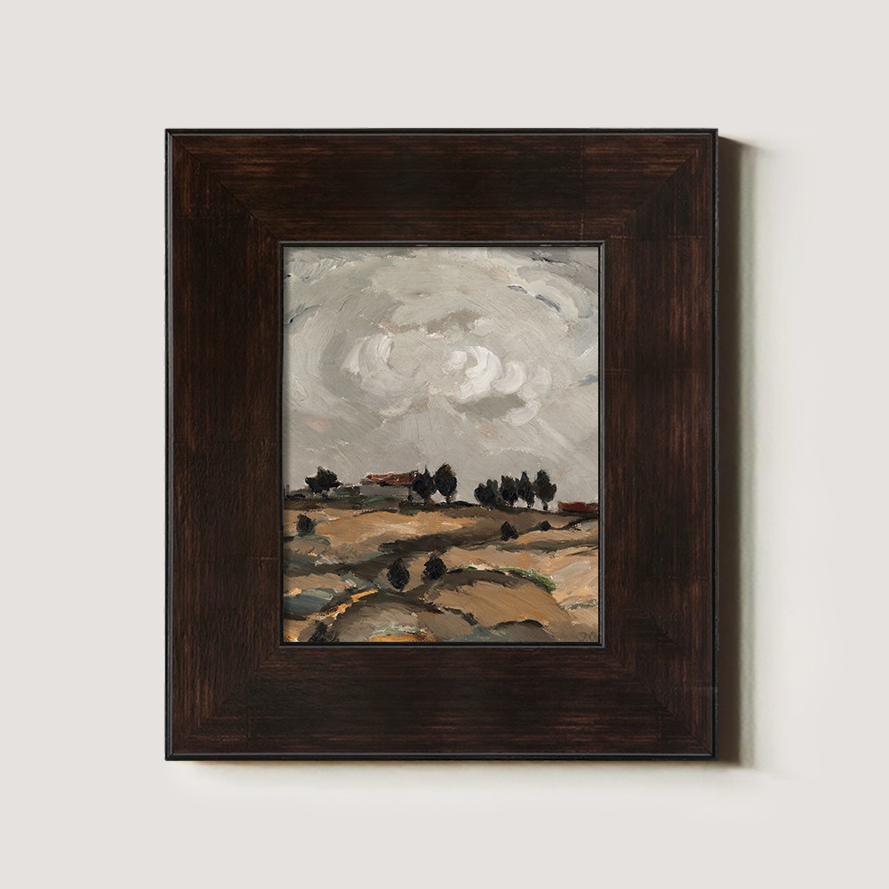 Abstract Neutral-Toned Landscape Art on a Hillside