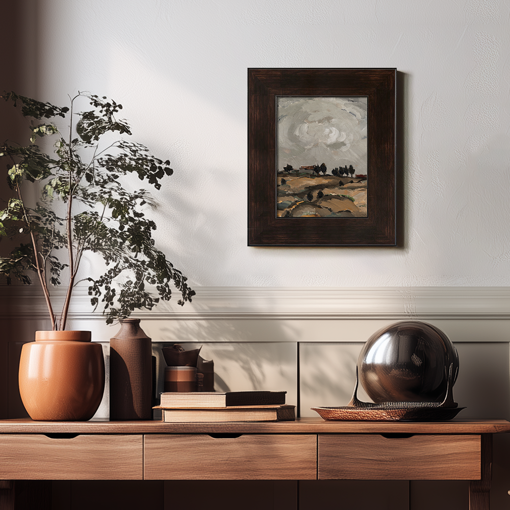 Abstract Neutral-Toned Landscape Art on a Hillside