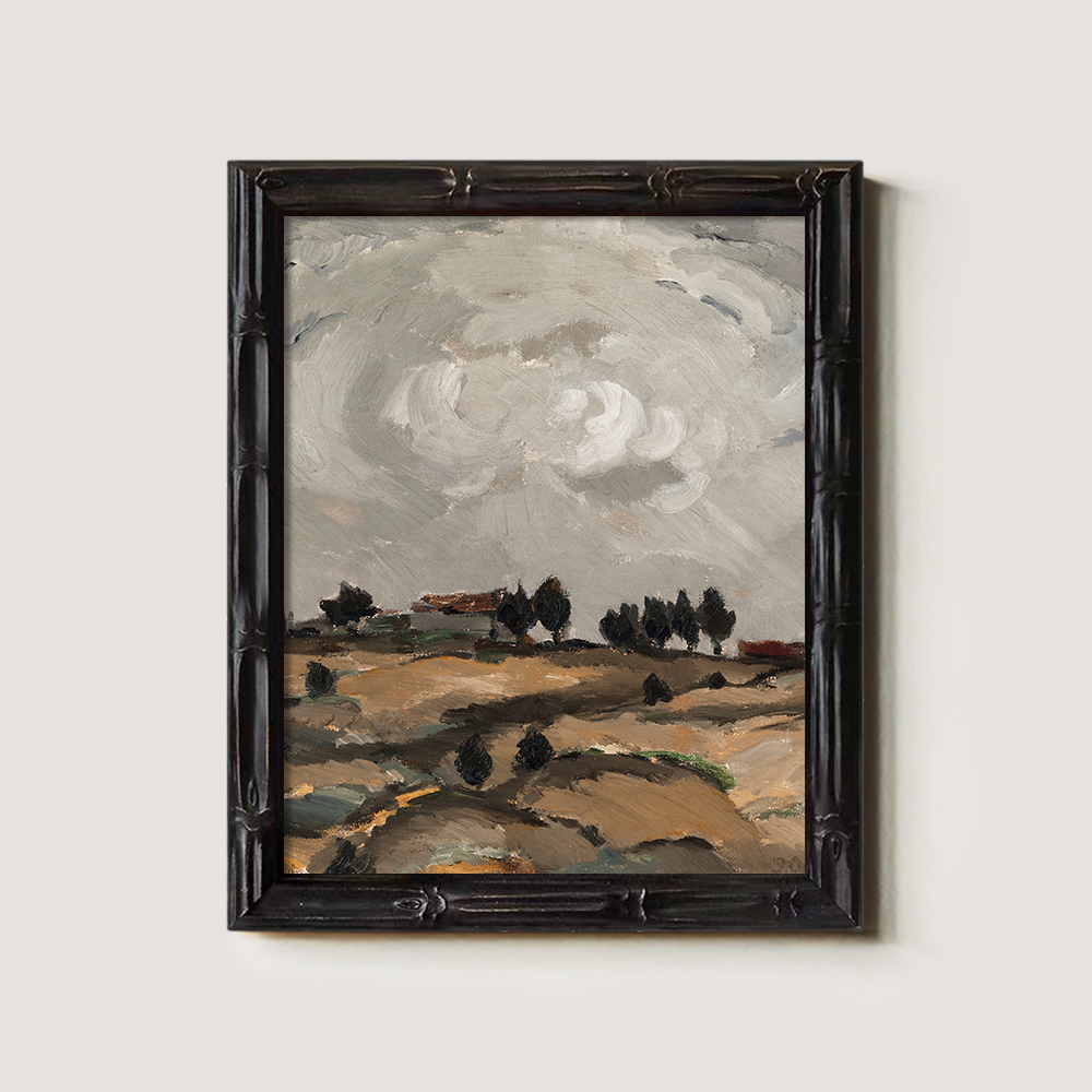 Abstract Neutral-Toned Landscape Art on a Hillside