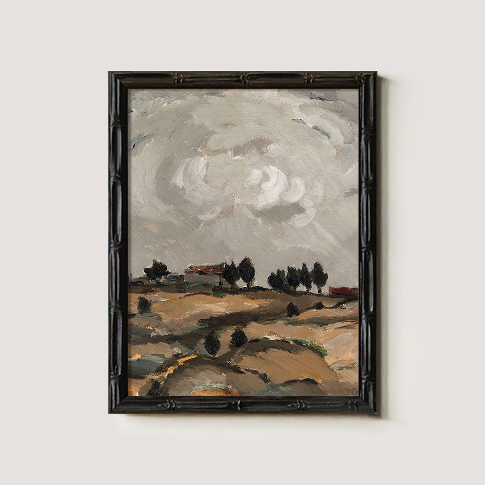 Abstract Neutral-Toned Landscape Art on a Hillside