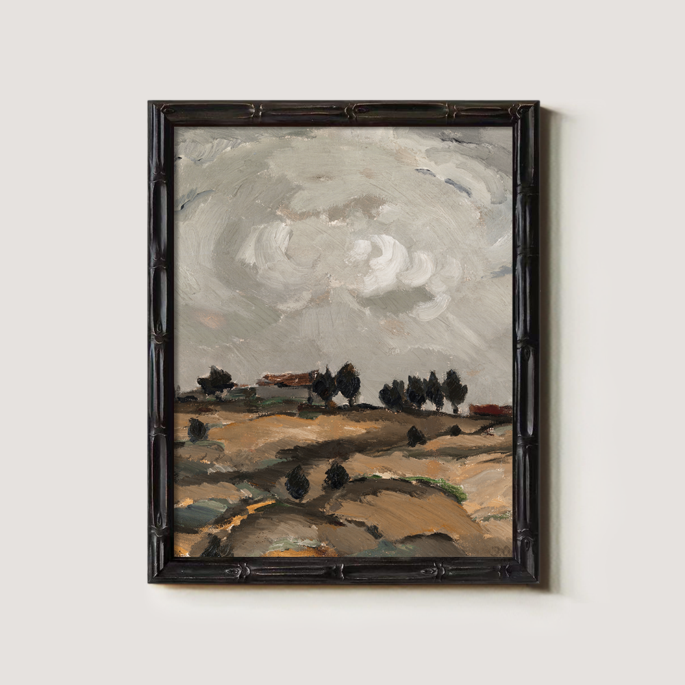 Abstract Neutral-Toned Landscape Art on a Hillside