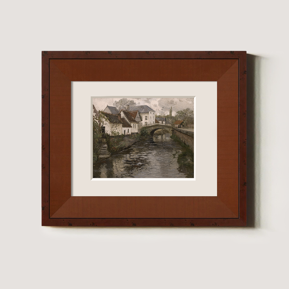 Serene European Village with a Stream Running Through the Middle Art