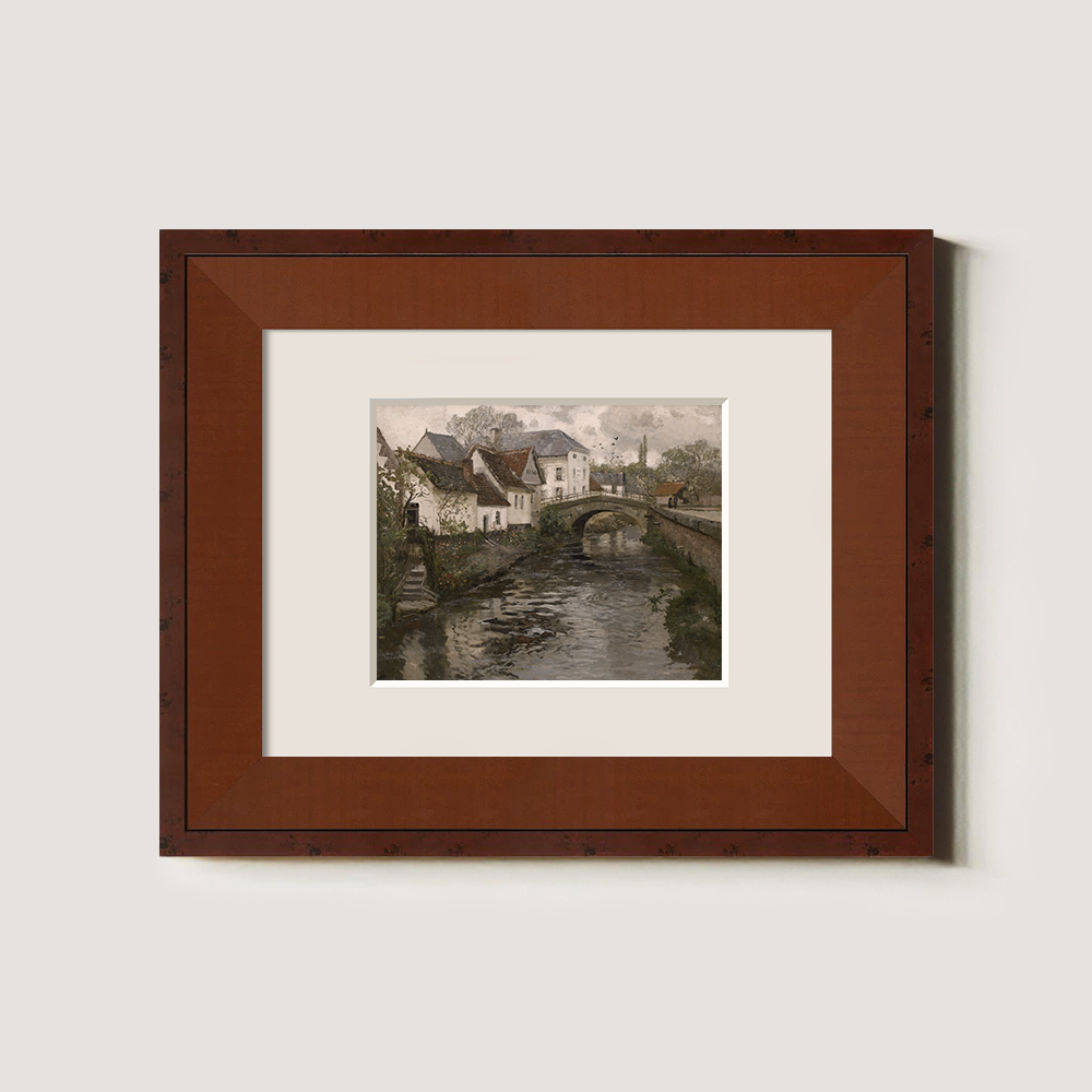 Serene European Village with a Stream Running Through the Middle Art