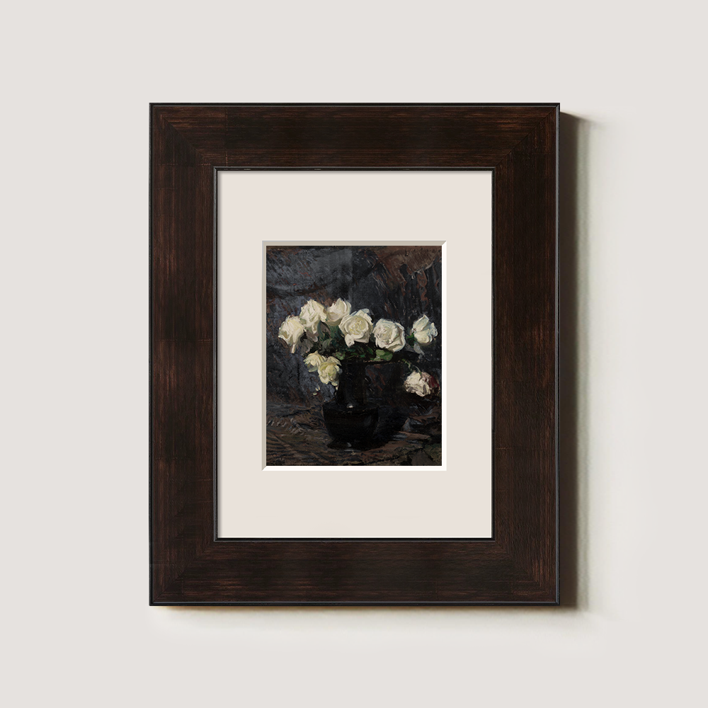 White Roses In A Dark Vase