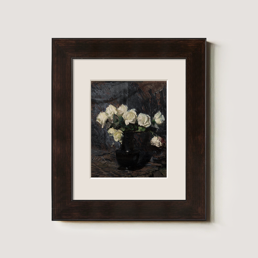 White Roses In A Dark Vase