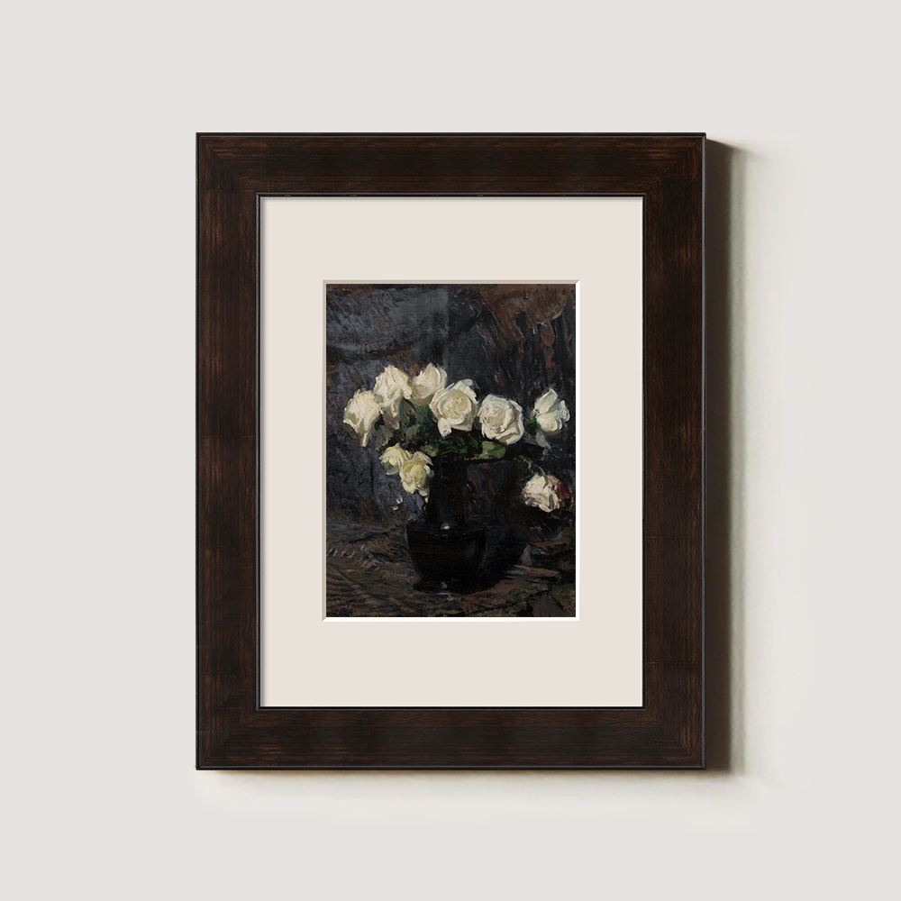 White Roses In A Dark Vase