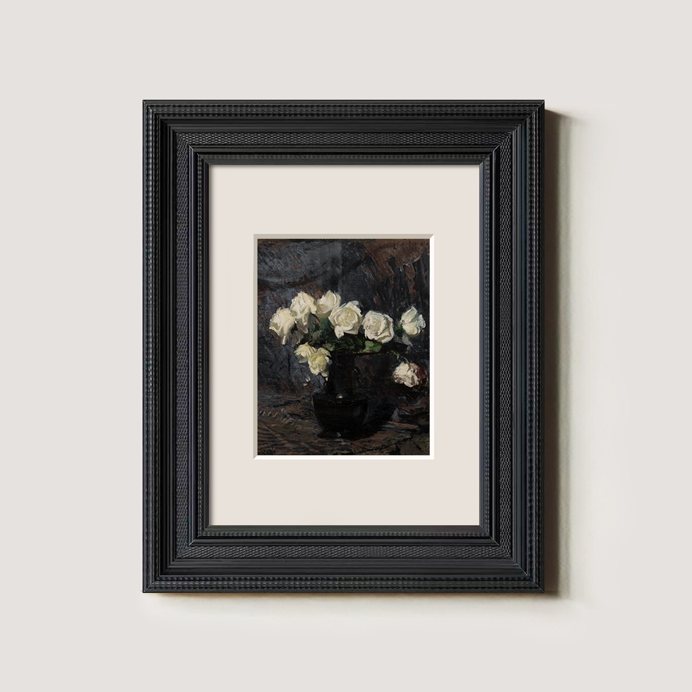 White Roses In A Dark Vase