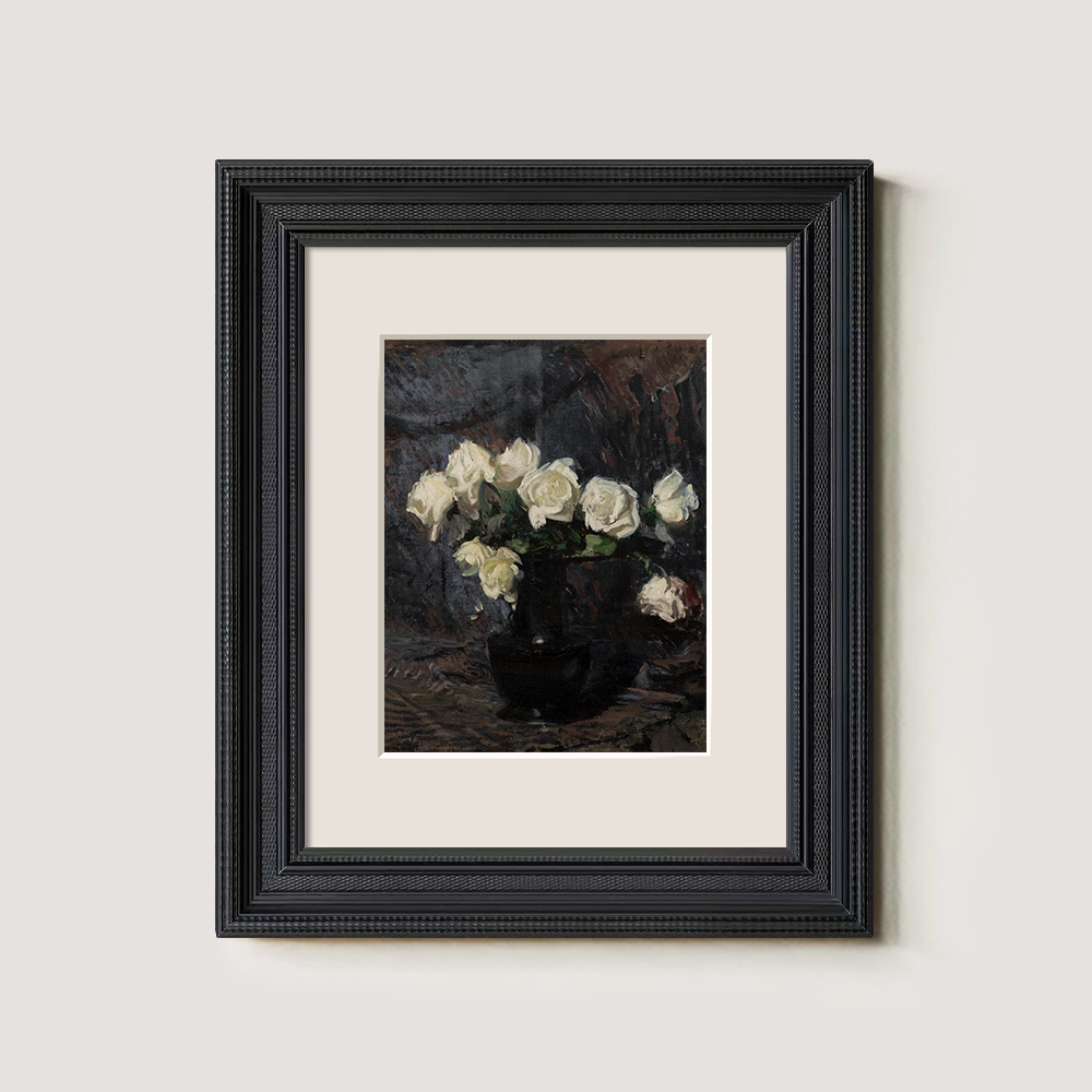 White Roses In A Dark Vase